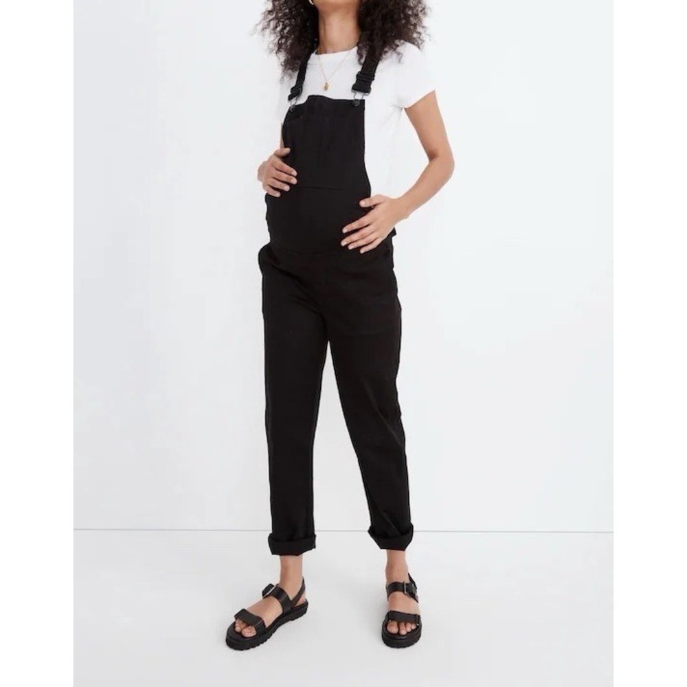 Madewell Size 2XL Maternity Straight-Leg Overalls Black Carbondale Wash Stretch